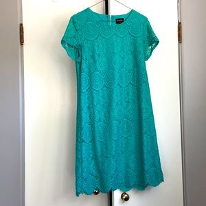 Turquoise lace shift dress from Laundry by Sheeli Segal, Size 10